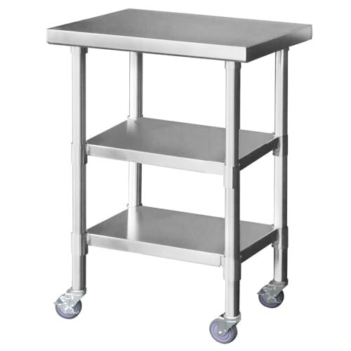 ステンレス 作業台 キャスター付き 3段 業務用 調理台 厨房 600×450×800 板厚1.2mmモデル ステンレステーブル ワークテーブル キッチン KIPROSTAR(キプロスター)